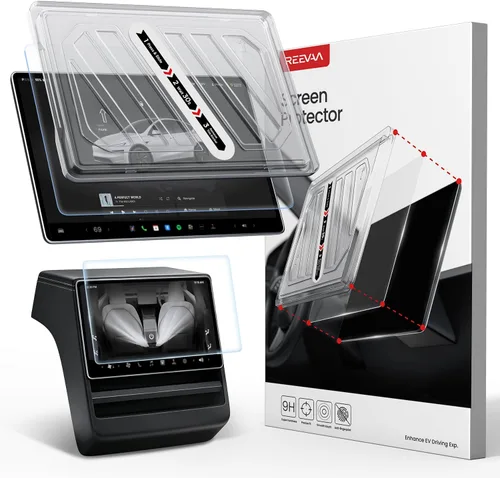 REEVAA Protector de pantalla para Tesla Model Y Premium 2025, antirreflejos y sin huellas dactilares, vidrio templado aeroespacial 9H para el modelo