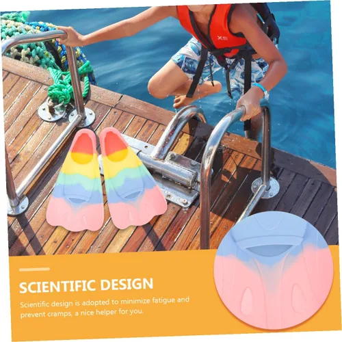 Miniatura 5 de Aletas de silicona flexibles y cómodas para entrenamiento de natación y esnórquel, diseño portátil de hoja corta para niños y principiantes