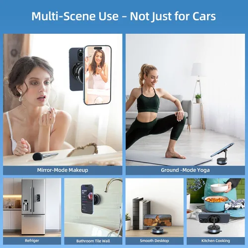 Miniatura 6 de Soporte magnético de teléfono para automóvil al vacío, soporte de teléfono con succión de rotación de 360°, soporte magnético plegable para tu