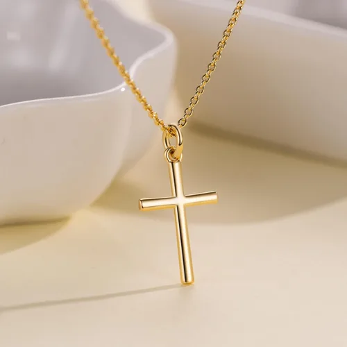 Miniatura 6 de AMELINE Collares de cruz de oro de 14 quilates para mujer, cadena de cruz de oro, colgante minimalista, collar pequeño para mujer, joyería