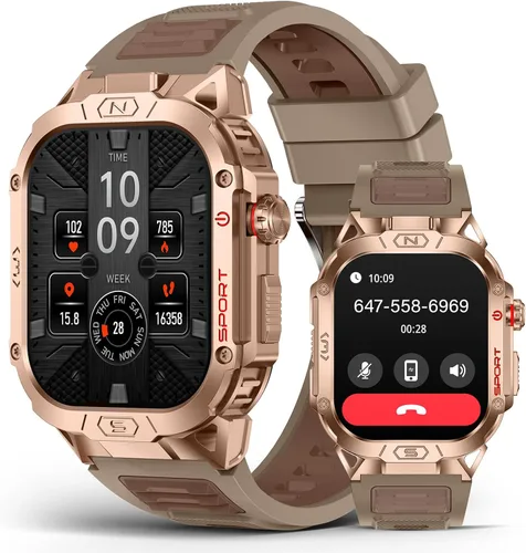 Relojes inteligentes de grado militar SOUYIE para hombres con linterna LED, monitor de presión arterial/frecuencia cardíaca/SpO2/sueño, batería de