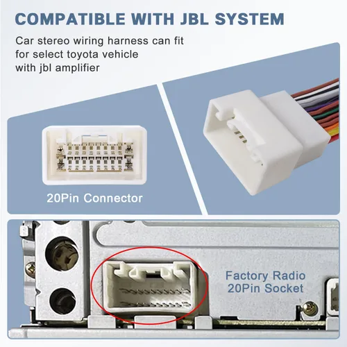 Miniatura 3 de Reemplazo del cable adaptador del arnés de radio de 20 pines para el conector del amplificador JBL de los vehículos Toyota