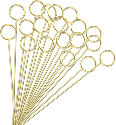 BENBO 20 portatarjetas de alambre de metal con diseño floral, para fotos de corazón, notas y números, púas doradas, para arreglos florales, bodas y