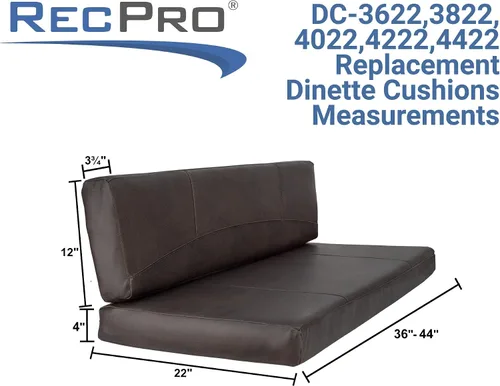 Miniatura 4 de RecPro Cojines para cabina de comedor RV con espuma viscoelástica para caravana (castaño, 36 pulgadas)