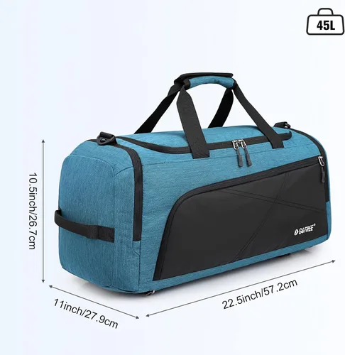 Miniatura 3 de G4Free Mochila de lona de 3 vías de 45L60L, bolsa de gimnasio con bolsillo húmedo y compartimento para zapatos, bolsa de lona para viajes