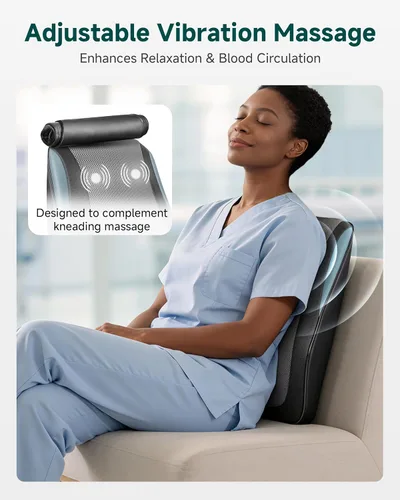 Miniatura 5 de Snailax Masajeador de espalda para dolor de espalda, tejido profundo, masajeador de espalda Shiatsu con calor, almohada de masaje de silla