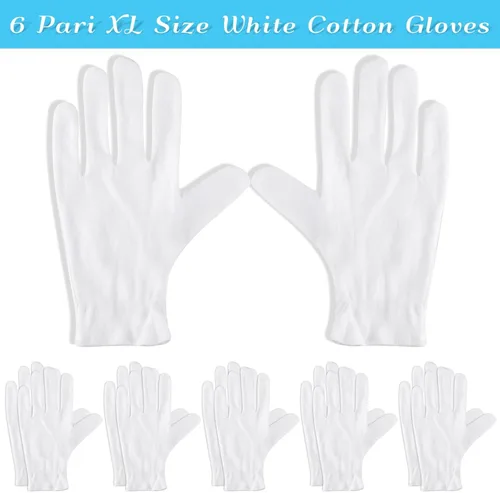 Miniatura 2 de Paxcoo 6 pares de guantes de algodón blancos XL para hidratación de manos secas, cosméticos, tratamiento de eccema, spa de manos e inspección