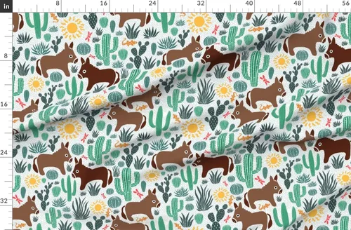 Miniatura 3 de Spoonflower Fabric - Life Country Animals Western Cactus Desert Farm Donkey Printed on Chiffon Fabric Fat Quarter - Sewing Fashion Apparel Dresses