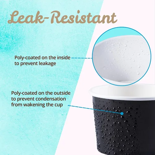 Miniatura 5 de MATICAN Vasos de papel para helado, paquete de 100 cuencos desechables de postre de 9 onzas para bebidas calientes y frías, 9 onzas, color negro