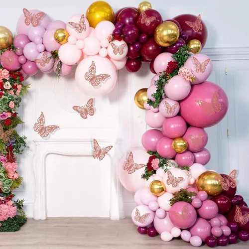 Miniatura 3 de Decoración de pared de mariposa 3D, 72 piezas, 3 estilos, 3 tamaños, mariposas de oro rosa para fiestas, cumpleaños, decoraciones de pasteles