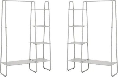 Miniatura 4 de SunnyPoint Perchero independiente de metal para ropa y accesorios, organizador de armario (BLANCO APAGADO)