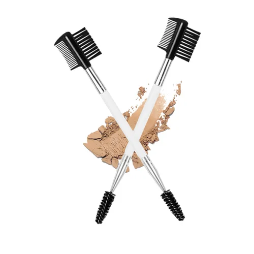 Miniatura 7 de Cepillo de pestañas de cejas 2PCS Peine de pestañas de cabeza 3 Cepillo de doble cabeza Cepillo de maquillaje Herramienta de aseo cosmético (negro)