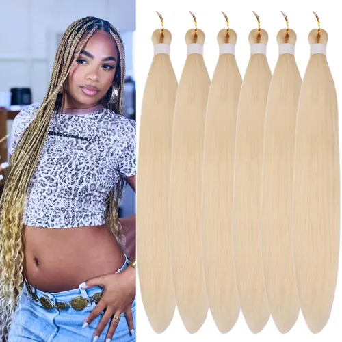 Miniatura 24 de Cabello trenzado verde azulado preestirado, hipoalergénico, sintético, color azul aguamarina, para trenzas y giros, extensiones de cabello largo