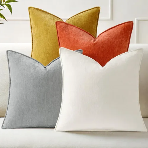Miniatura 13 de decorUhome Juego de 4 fundas de almohada de verano de 18 x 18 pulgadas, fundas decorativas de felpilla neutra suave con diseño elegante para sala
