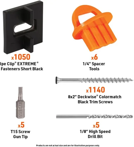 Miniatura 4 de DeckWise (Negro) Ipe Clip Extreme Hidden Deck Fasteners, 3/32 "Spacing, Incluye tornillos de cabeza de borde negro #8x2 de acero inoxidable para 600