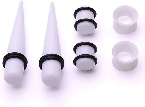 Miniatura 8 de Paquete de 50 unidades para estiramiento de oreja (14G-00G),túneles de silicona, conos y tapones acrílicos, set para expandir las perforaciones