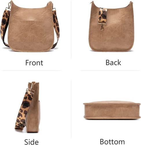 Miniatura 4 de Bolso bandolera retro de cuero vegano para mujer, con correa de hombro de leopardo romovable