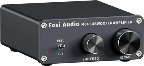 Fosi Audio Amplificador de subwoofer M04 para cine en casa Monocanal Digital Clase D Amplificador de potencia integrado para altavoces pasivos