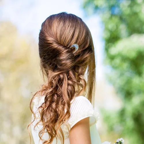 Miniatura 7 de Lurrose 2 palillos de pelo vintage de metal para el cabello, palillos elegantes de luna, tocado en forma de U, accesorios de peinado para mujeres