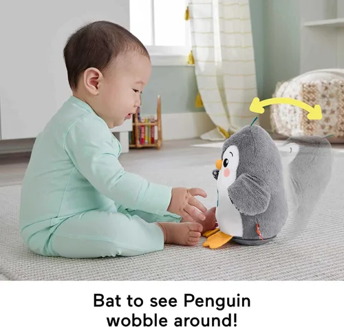 Miniatura 4 de Fisher-Price - Juguete de tiempo boca abajo para bebés con aleta y bamboleo Pingüino, de felpa con música y movimiento para juego sensorial