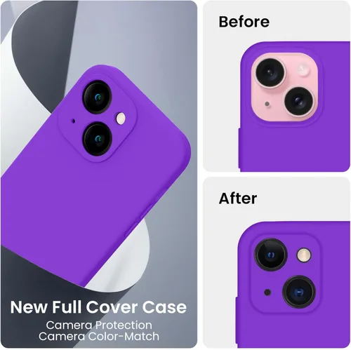 Miniatura 3 de FireNova Funda diseñada para iPhone 15, funda de silicona mejorada [protección de cámara], forro interior de microfibra antiarañazos, 6.1 pulgadas
