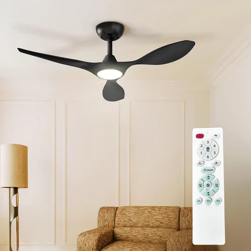 Roomratv Ventiladores de techo con luces y control remoto, motor CC reversible silencioso y silencioso, 6 velocidades, temporizadores, 3 CCT, uso en
