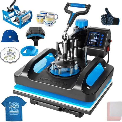 Leomru máquina de prensa de calor 5 en 1, prensa de calor para sublimación de 12x15 pulgadas, máquina industrial de presión para camisetas, máquina