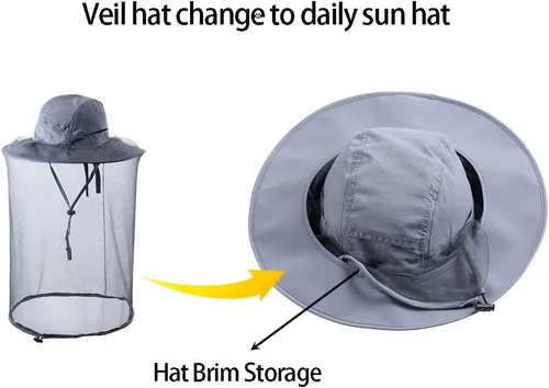 Miniatura 3 de Sombrero de red para la cabeza, apicultor de apicultura, velo, sombrero de malla de caza, gorra de capó de capó de atrapador de abejas, disfraz