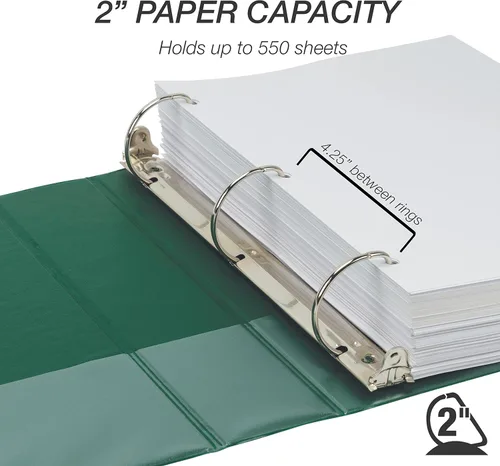 Miniatura 153 de Samsill - Carpeta duradera de 5 pulgadas, fabricada en los Estados Unidos, con anillos en D, transparente y personalizable, color blanco