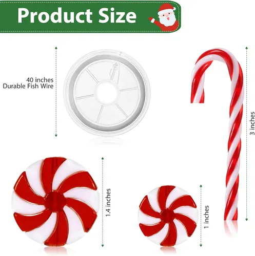 Miniatura 2 de WILLBOND 48 piezas de ornamentos de bastones de caramelo de Navidad, guirnaldas de bastones de caramelo de plástico para colgar en el árbol