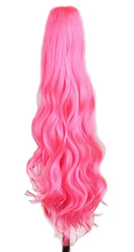 Miniatura 6 de yuehong Extensiones de cabello largo ondulado para adultos de 21 pulgadas con clip coloridas, peluca rizada de cola de caballo (azul)