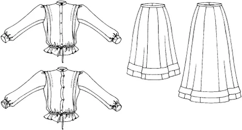 Miniatura 2 de Folkwear Schoolmistress' Shirtwaist & Skirt #216 Schoolmarm's Blusa Camisa Siete Gore Falda 1800's Reproducción Patrón de costura (patrón solamente)