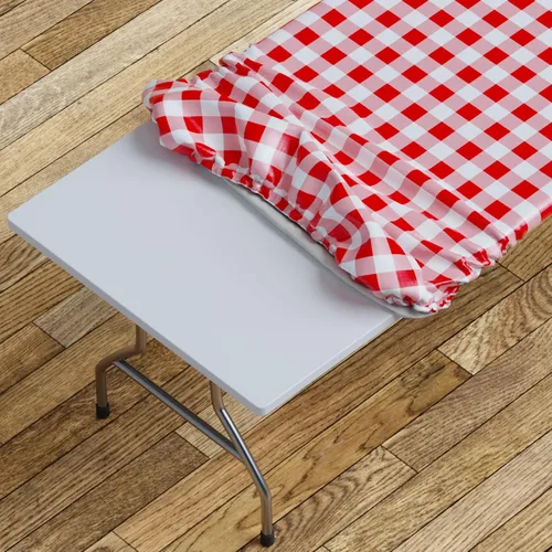 Miniatura 34 de Sorfey Mantel ajustado con elástico, vinilo con parte trasera de franela, se adapta a mesa de 24 x 48 pulgadas, rectangular, a prueba de agua, fácil