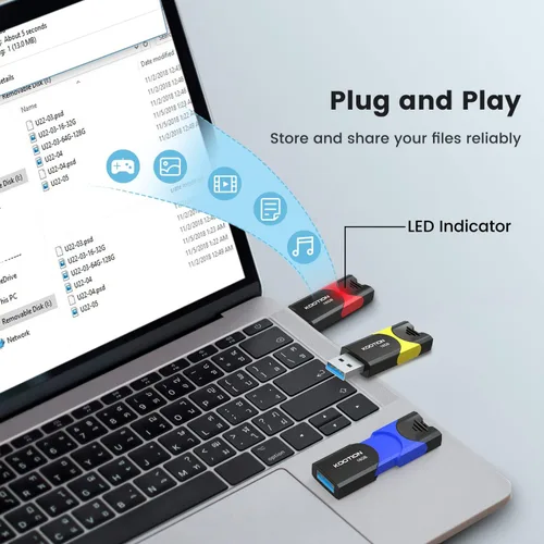 Miniatura 3 de Unidad flash USB 3.0 KOOTION 10 Pack 16GB 16G Unidad flash USB 3.0 retráctil con indicador LED de alta velocidad para almacenamiento y transferencia