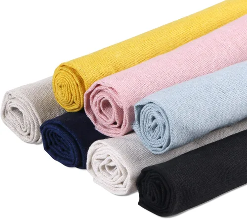BENBO - Tela de costura de lino, 7 piezas de tela bordada de lino de colores surtidos, tela de punto de cruz para prendas de vestir, manualidades,