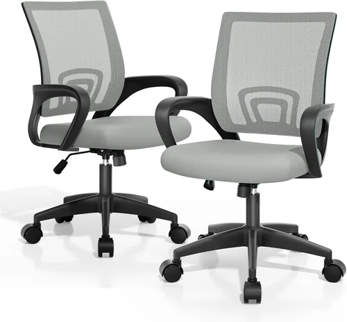 Miniatura 16 de Magshion Silla ergonómica de escritorio de oficina, silla de computadora de malla con respaldo medio, silla giratoria con respaldo transpirable
