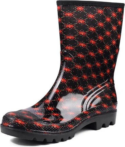 Miniatura 51 de DKSUKO Waterproof Womens Rain Boots insulated,Lightweight Rubber fashion Boots in Gardening,Warm and Comfortable Wide Calf Rain Boots with Glossy in