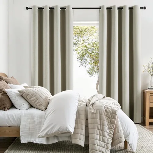 Miniatura 16 de Jubilantex Cortinas opacas plisadas negras de 63 pulgadas, cortinas de lino sintético para dormitorio, sala de estar, casa rural, juego de cortinas