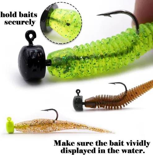 Miniatura 3 de FishTrip Ned Rig Jighead Fishing - 10 ganchos de cabeza de plantilla sin hierba en forma de hongo para pesca de lubina