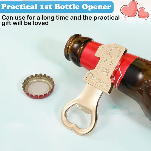 Miniatura 4 de Paquete de 30 suministros para fiesta de primer cumpleaños, regalo para invitados, 1 abrebotellas, decoración de primer aniversario, recuerdos, Azul