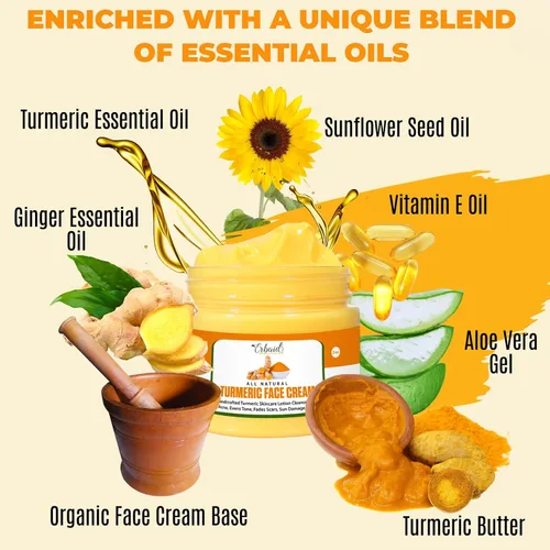 Miniatura 7 de Crema facial de cúrcuma para rostro y cuerpo – Loción iluminadora de piel de cúrcuma totalmente natural – La cúrcuma limpia la piel, combate