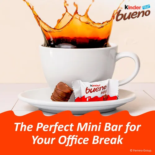 Miniatura 9 de Kinder Bueno Mini, paquete de fiesta de 125 unidades, chocolate con leche y crema de avellanas, barras de chocolate envueltas individualmente, 23.8