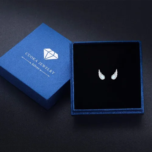 Miniatura 6 de Angel Jewelry - Aretes de plata de ley con ópalo y piedra lunar