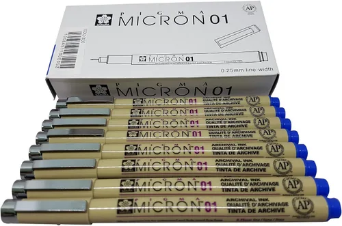 Miniatura 3 de Sakura Pigma Micron Pen 01 - Rotulador de tinta azul, rotulador de punta de fieltro, bolígrafos de tinta de pigmento archival para artista