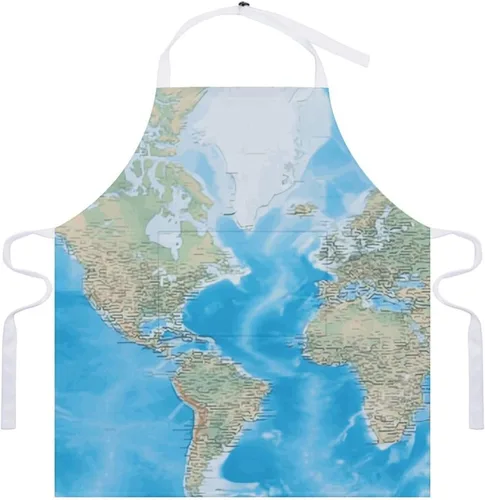 Miniatura 7 de MUSM Apron for Adults - 27.6 X 31.5 Inch, Heavy-Duty Polyester Aprons with Two Large Pockets, Waterproof World Map Kitchen Apron for Cooking