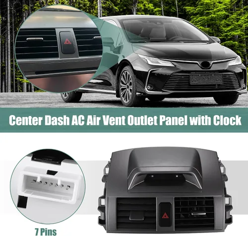 Miniatura 2 de uxcell Panel de salida de ventilación de aire de CA con reloj para Toyota Corolla 2009-2013 Panel de salida de conducto de aire de salida