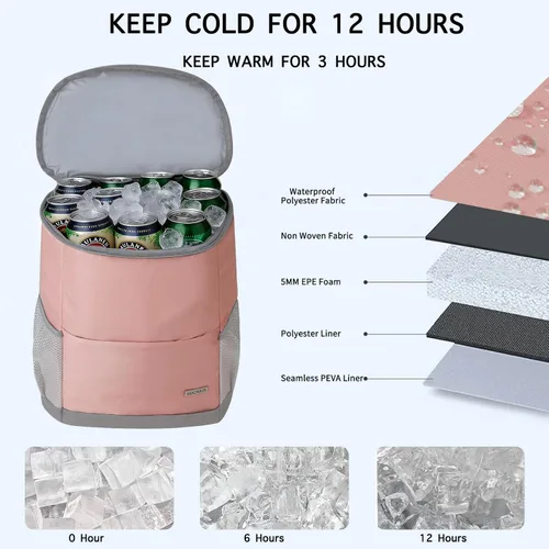 Miniatura 2 de Mochila Nevera Aislada para Exteriores - Mochila Nevera a Prueba de Fugas 30 Latas, Bolsa Nevera Impermeable Ligera para Retención de Calor/Frío