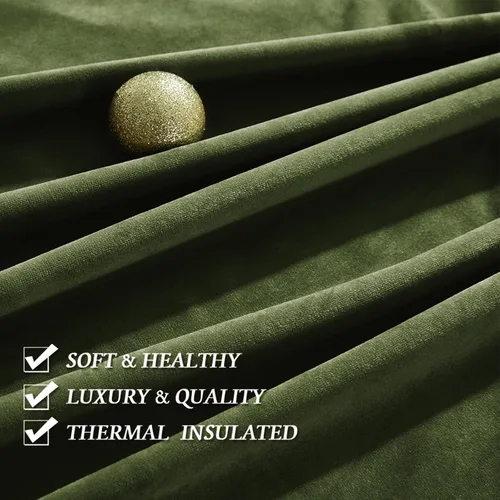 Miniatura 5 de RYB HOME Cortinas de terciopelo verde oliva de 72 pulgadas de largo, cortinas opacas con aislamiento térmico, tratamiento de ventana, decoración