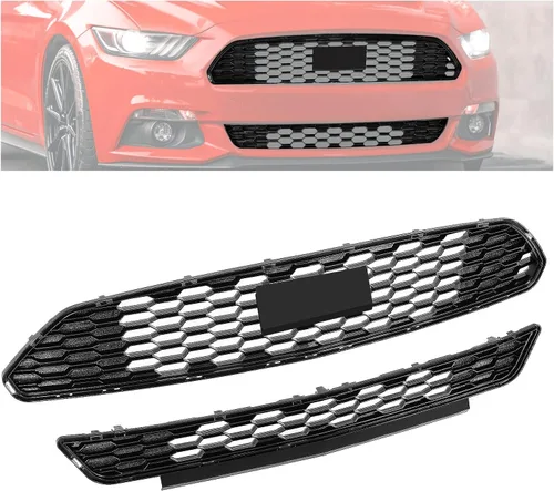 Miniatura 11 de KUAFU Rejilla delantera inferior del radiador compatible con Ford Mustang 2015-2017 Reemplazo para FR3Z-17K945-BA de plástico ABS negro