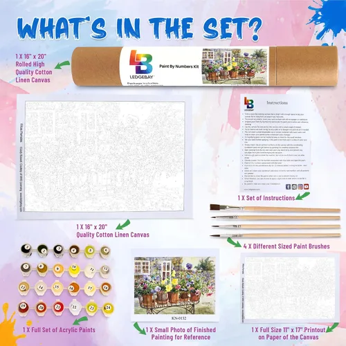 Miniatura 4 de Ledgebay Kit de pintura por números para adultos, lienzo sin marco para principiantes a avanzados, kit de pintura por números, los kits incluyen